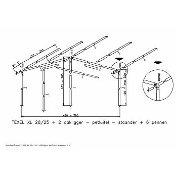 Struktura za tende i nadstrešnice TEXEL XL 25/22 mm