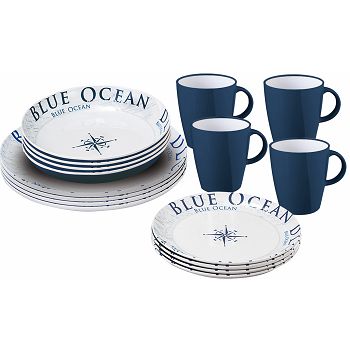 Melamine dinner service BLUE OCEAN (16 pcs)