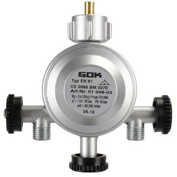 Gas regulator 3 x 1/4 L 30 mbar DE/NL